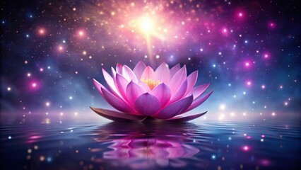 Pink lotus flower glowing from within on magical night, Lotus, flower, pink, glowing, magical, night, mystical, mystical