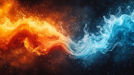 Abstract Artistic Representation of Fire and Water