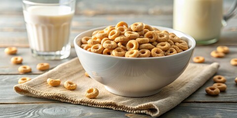 Cheerios with milk in a bowl, perfect breakfast combination , breakfast, healthy, cereal, milk, nutrition, morning, spoon, bowl
