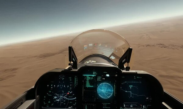 spaceship inside fly over the desert