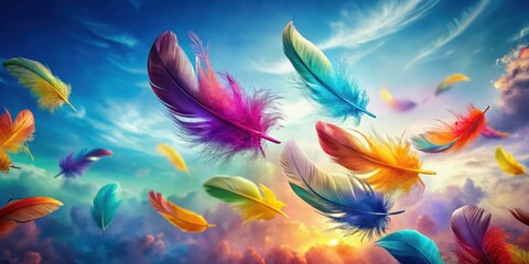 Vibrant of feathers in flight, bright, colorful, feathers, flying, abstract, art, background, design, vibrant, artistic