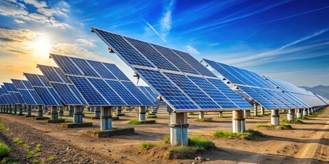 Solar trackers in a large photovoltaic plant , renewable energy, solar energy