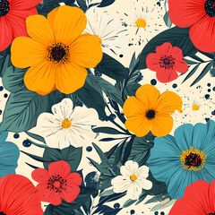 Beautiful seamless floral patterns for fabric and wallpaper, vintage floral patterns, seamless botanical patterns, colorful seamless floral backgrounds for fabric printing.