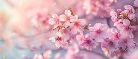 Obraz premium Soft Pink Cherry Blossoms in a Dreamy Springtime Setting