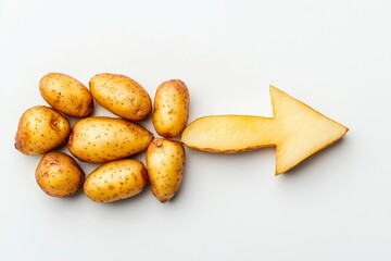 Potato Pathway: A quirky arrow-shaped potato leads a group of spuds forward, symbolizing direction, nutrition, and the versatility of this humble vegetable. 