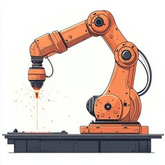 Modern Industrial Robotic Arms isometric 3d illustration at assembling process