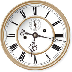 antique clock isolated on white