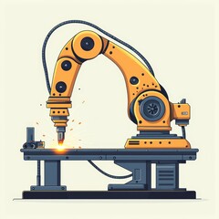Modern Industrial Robotic Arms isometric 3d illustration at assembling process