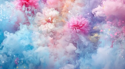 Fototapeta premium Abstract Floral Ink Swirl with Pastel Colors