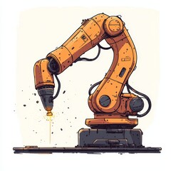 Modern Industrial Robotic Arms isometric 3d illustration at assembling process