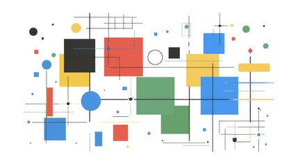 Naklejka premium Abstract geometric shapes in vibrant colors arranged in a modern design.