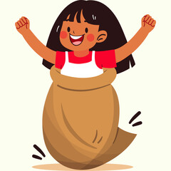 Sack race illustration or balap karung