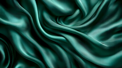 Fototapeta premium Smooth teal fabric with flowing folds.