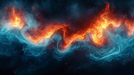 Fototapeta premium Abstract Swirling Fire and Smoke in a Night Sky