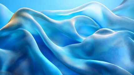Obraz premium Soft blue silk fabric with elegant waves.