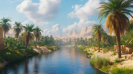Hyper realistic Ancient Egypt architectural landscape.