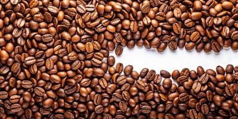 Fototapeta premium Background of coffee beans, coffee, beans, texture, background, espresso, roasted, caffeine, drink, brown, aromatic, beverage