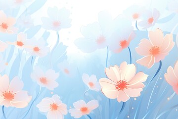 Blue background wallpaper with floral pattern