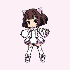a cute anime little cat girl