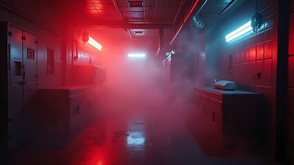 Foggy Neon Corridor