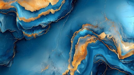 Obraz premium Blue Gold Marble Sea Background for Luxury Brand Promotion