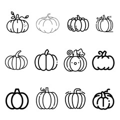 pumpkin vector icon set on white background.