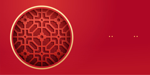 Chinese traditional window frame, New Year banner or poster design
