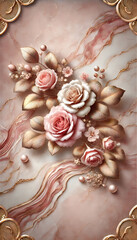 Luxurious Pink Gold Marble and Rose Elegance