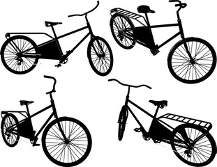 Vector sketch illustration silhouette design image of classic vintage retro style modified bicycle