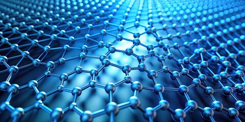 Fototapeta premium abstract blue graphene layer with intricate geometric patterns , graphene, abstract, blue, layer,technology, science
