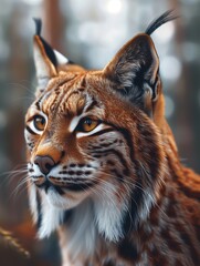 Obraz premium Iberian Lynx Portrait, Lynx pardinus, Wild Feline in Natural Habitat