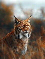 Naklejka premium Andean Mountain Cat, Endangered Wild Cat, Leopardus Jacobita in Natural Habitat