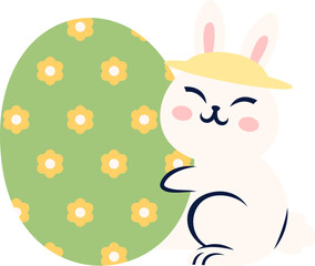 Easter Cute Bunny and Egg Illustration