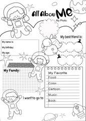 doodle speech bubbles, back to school, Cute All about me, cute cartoon all about me and student, baby shower card, school all about me