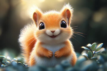 cute squirrel with nature background