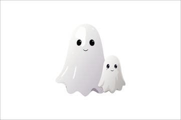 Cute Ghosts Vector, Spooky Season, Halloween, 
Cute Ghosts with pumpkin Vector.cute cartoon ghost set on white background.