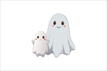 Cute Ghosts Vector, Spooky Season, Halloween, 
Cute Ghosts with pumpkin Vector.cute cartoon ghost set on white background.