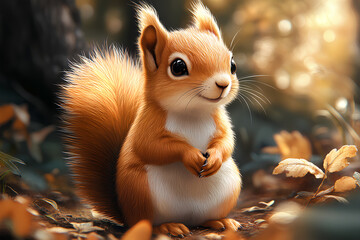cute squirrel with nature background