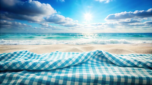 Soft blue gingham layers combined with beachy textures create a carefree summer ambiance as worries fade away with the ocean breeze