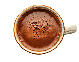 Top view of hot chocolate on transparent background.