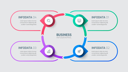 Business infographic template with Thin Line circle label 4 Options Can be used for presentation