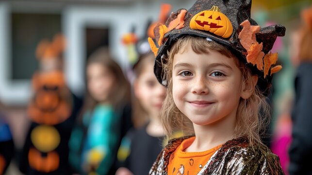 A Halloween costume parade at a school, with kids proudly showing off their outfits.
