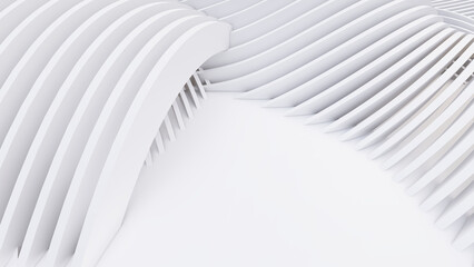 Abstract Curved Shapes. White Circular Background.