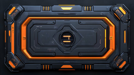 Futuristic Sci Fi Interface Panel with Orange Glowing Lights