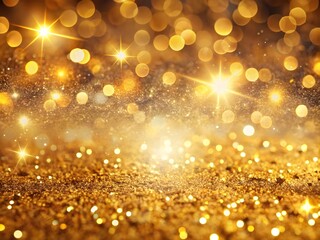 Golden Glittering Background with Sparkling Bokeh and Bright Lights smooth Background