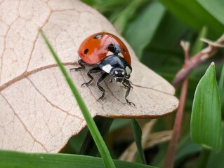 Ladybug on leaf 
