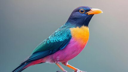 Obraz premium Colorful Bird with Blue Green Pink and Yellow Feathers