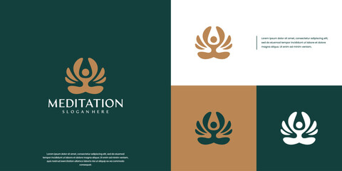 lotus meditation yoga, freshness, spirituality, logo graphic design.