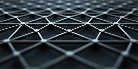 Close-up of a geometric black mesh pattern, showcasing intricate lines and connections in a modern, abstract design.