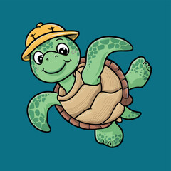 a cute turtle cartoon style